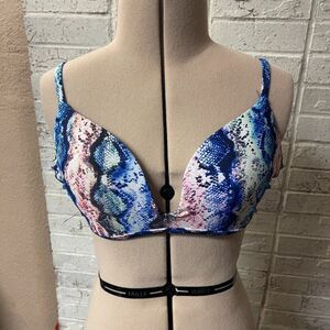 NO BOUNDARIES Snakeprint Blue Bikini Top L 11/13